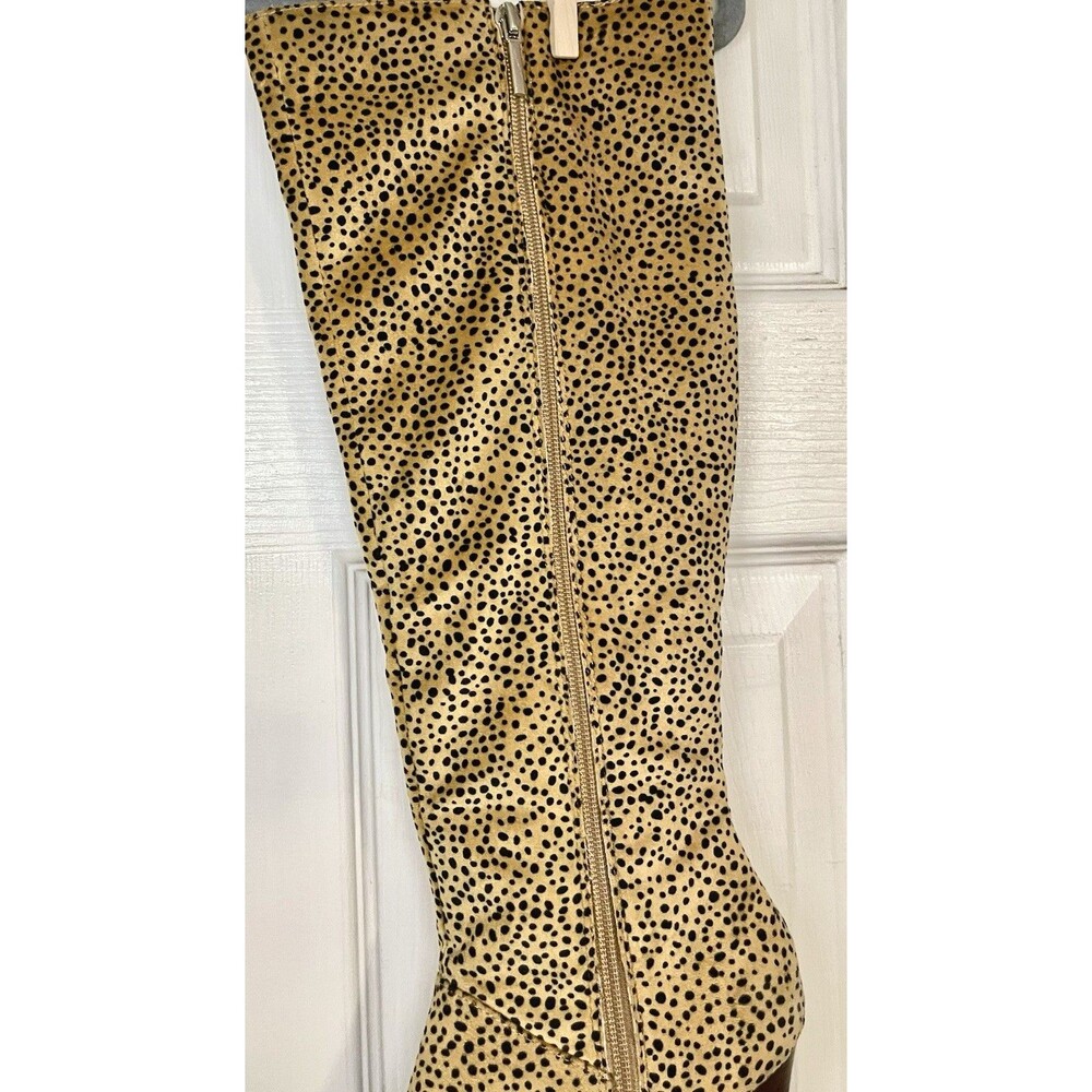 Crown & Ivy Cheetah Print Knee-High Boots | Pointed Toe Block Heel | Size 6 - Picture 6 of 16